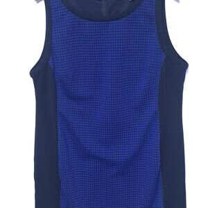 Anthropologie Hutch 1X Knit Sheath Sleeveless Dress Blue Black Houndstooth